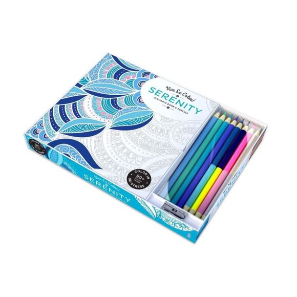 Vive Le Color! Serenity Adult Coloring Book & Pencils, Color Therapy Kit - Picture 1 of 14
